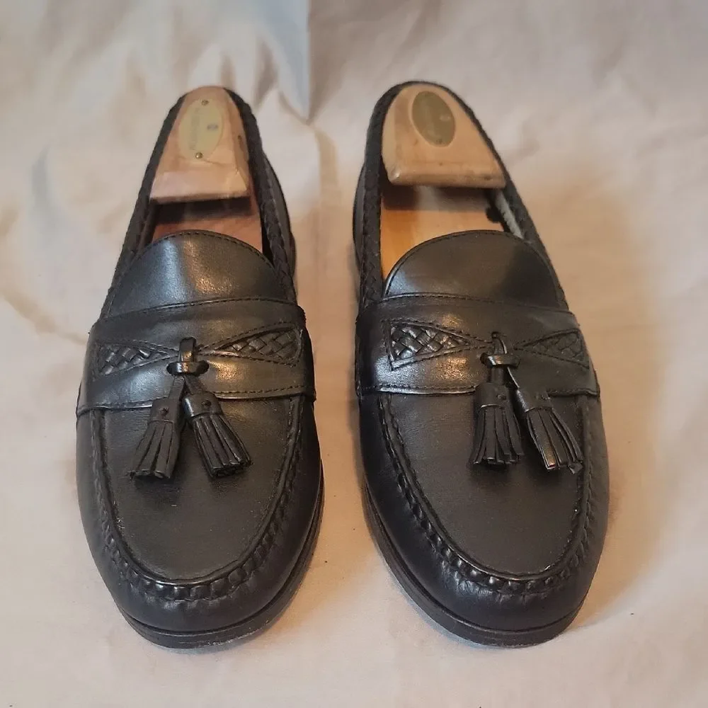 Allen Edmonds Black Leather Kiltie Tassel Loafers 7 E